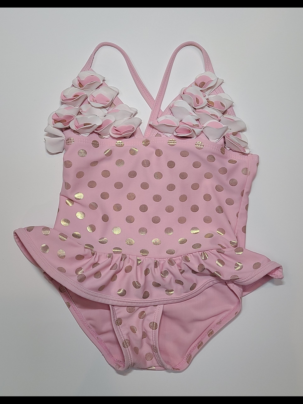 Floatimini Pink One-Piece Swimsuit with Gold Polka Dots